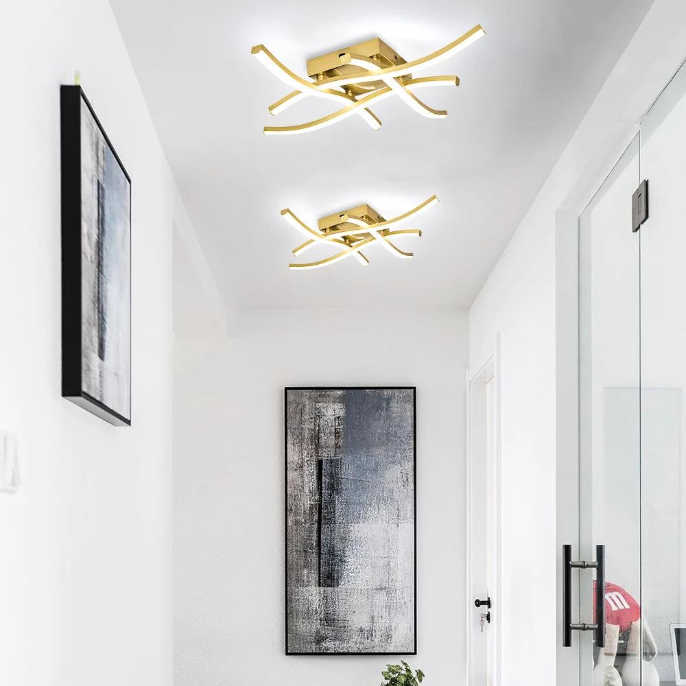Luminária de Teto LED Ondulada Embutida — 3 Tons de Luz para Sala, Quarto e Corredor