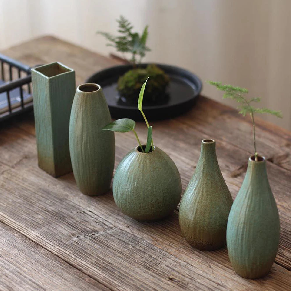 Vaso Cerâmica Pequeno Hidropônico para Mesa — Sala e Jantar Decoração Minimalista