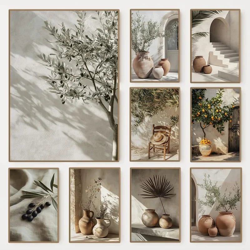 Quadro Decorativo Oliveira Mediterrânea sem Moldura — Arte Botânica para Sala