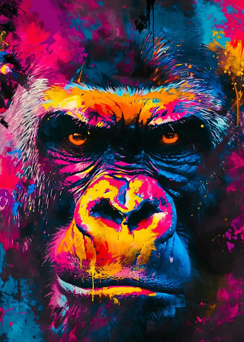 Quadro Decorativo Animais Abstrato Grafite — Leão, Tigre e Lobo para Sala