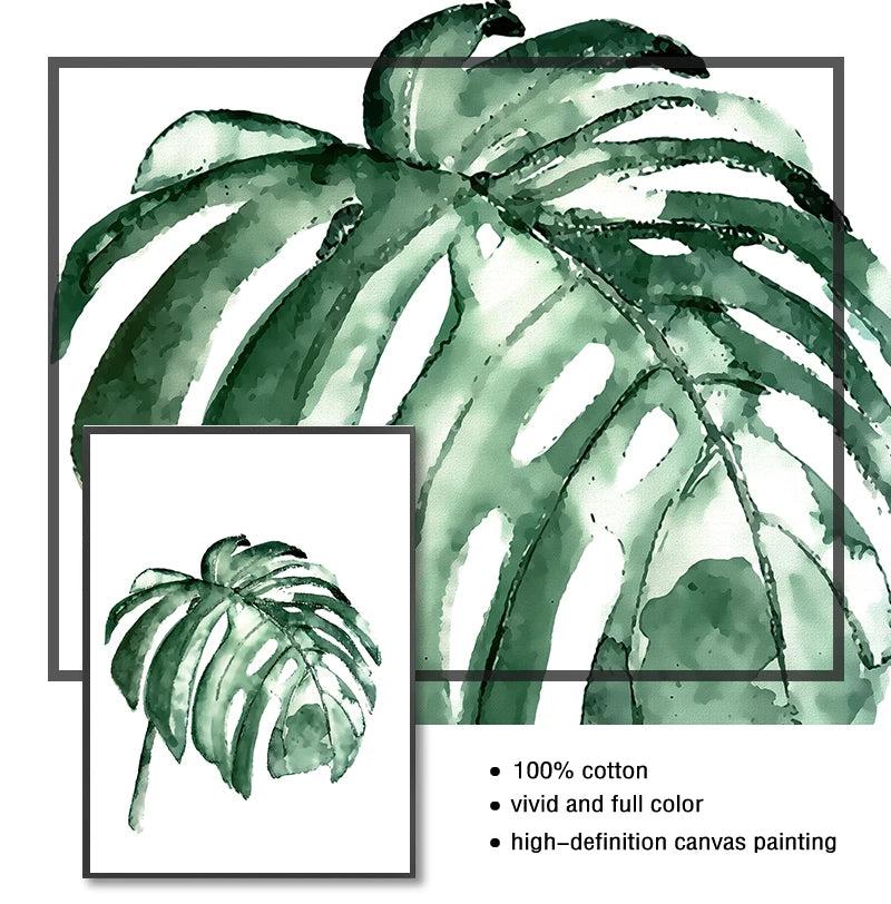 Quadro Decorativo Plantas Tropicais Folhas Verdes — Arte Escandinava Moderna para Sala