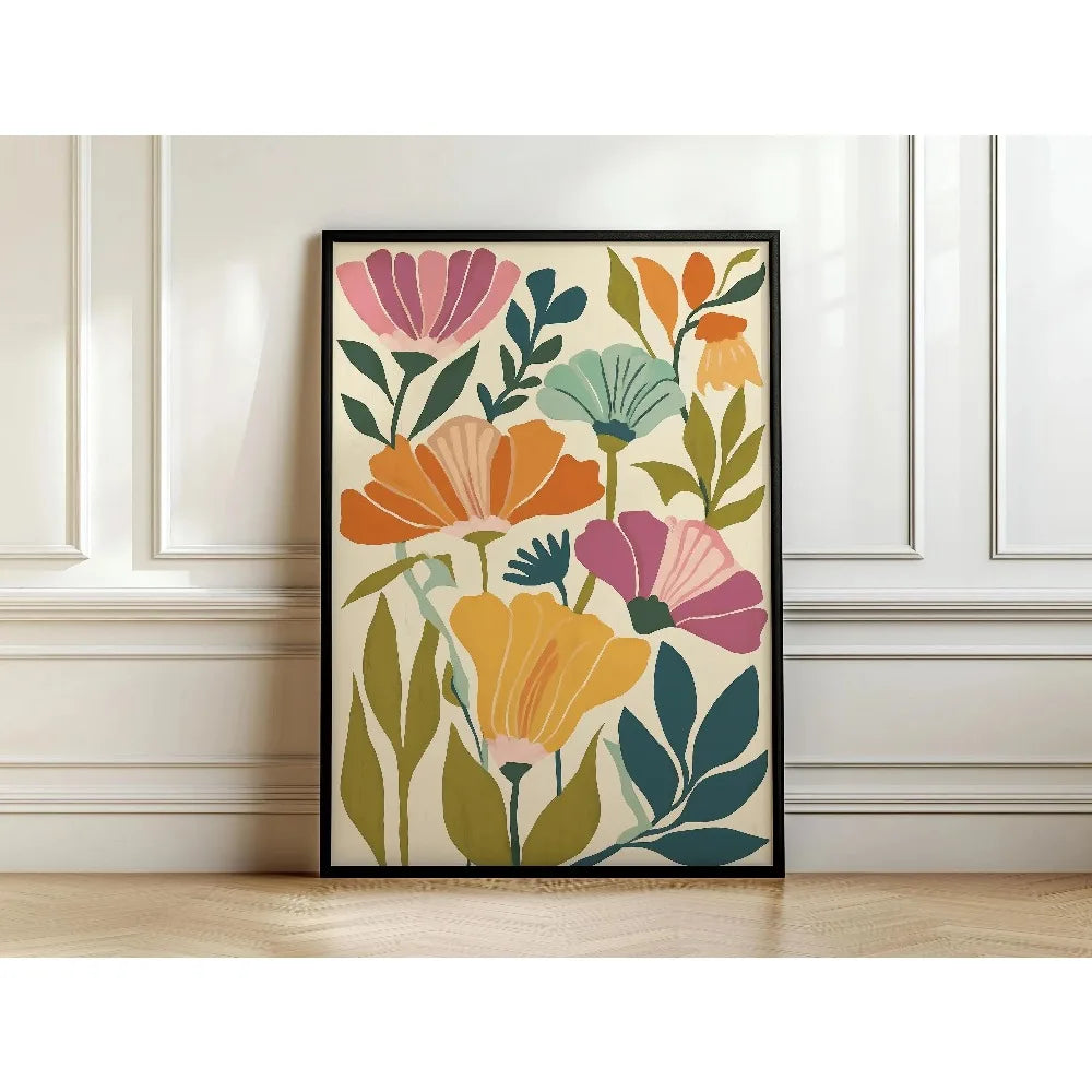 Quadro Decorativo Floral Bege Retrô sem Moldura — Arte Botânica para Sala