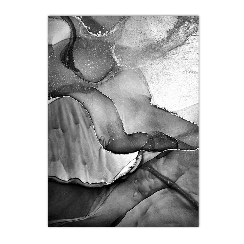 Quadro Canvas Mármore Abstrato Preto e Branco — Poster Nórdico para Sala e Quarto