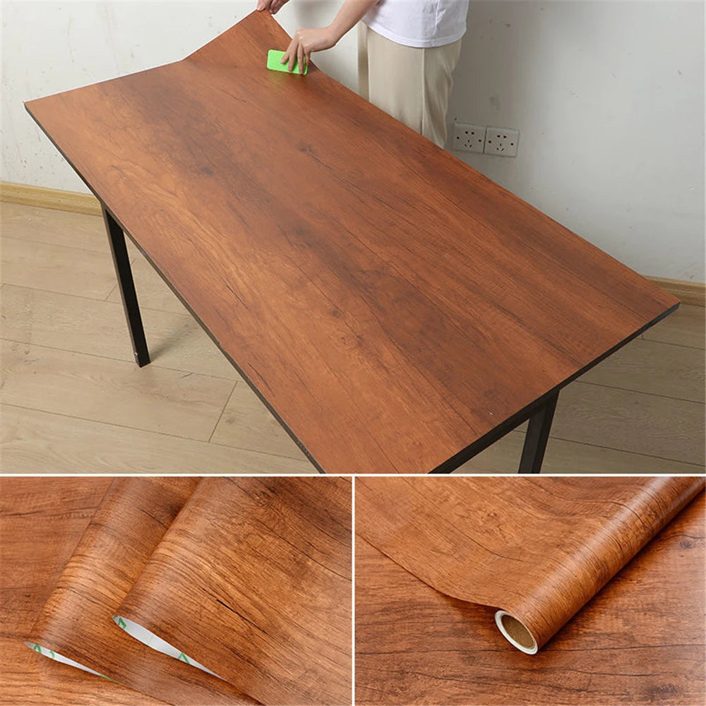 Papel de Parede PVC Autocolante Madeira — Vinílico para Móveis, Armários e Decoração