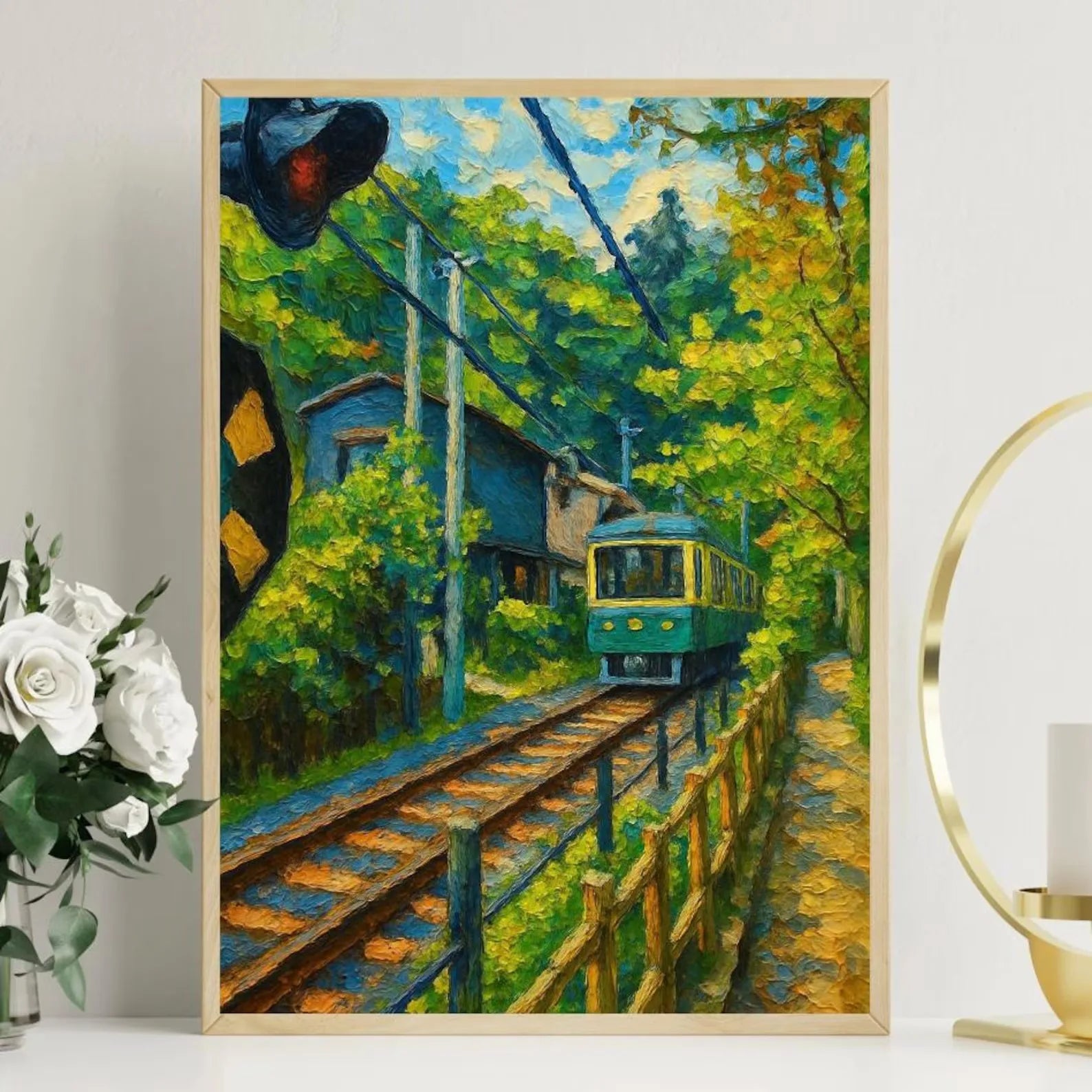 Quadro Decorativo Rua Japonesa Noite Chuvosa — Arte de Paisagem Retrô para Sala e Quarto