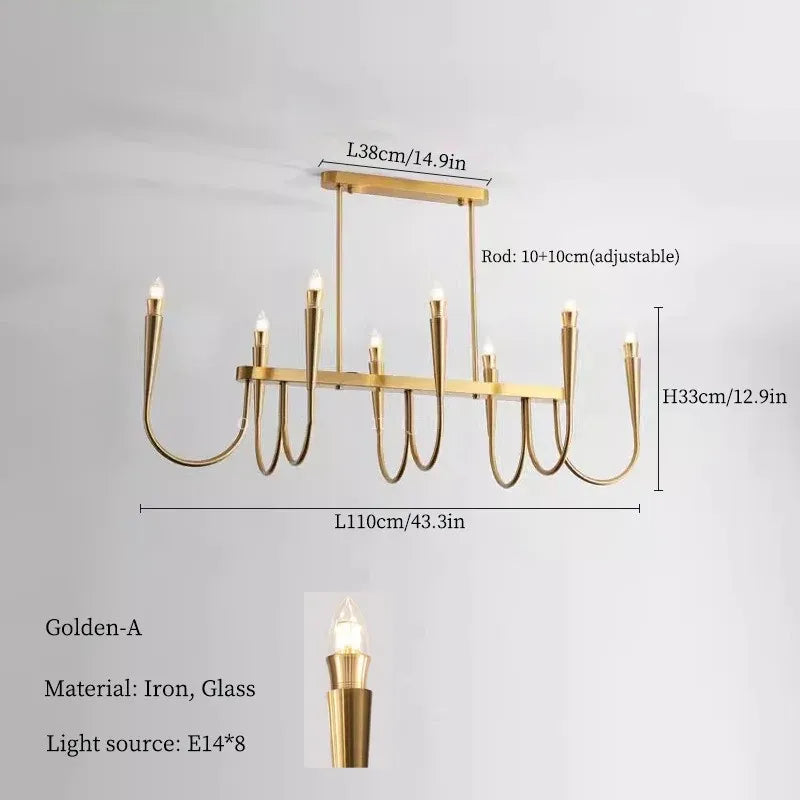 Lustre de Vela Pendente Preto Estilo Francês — Luminária de Luxo para Sala de Estar
