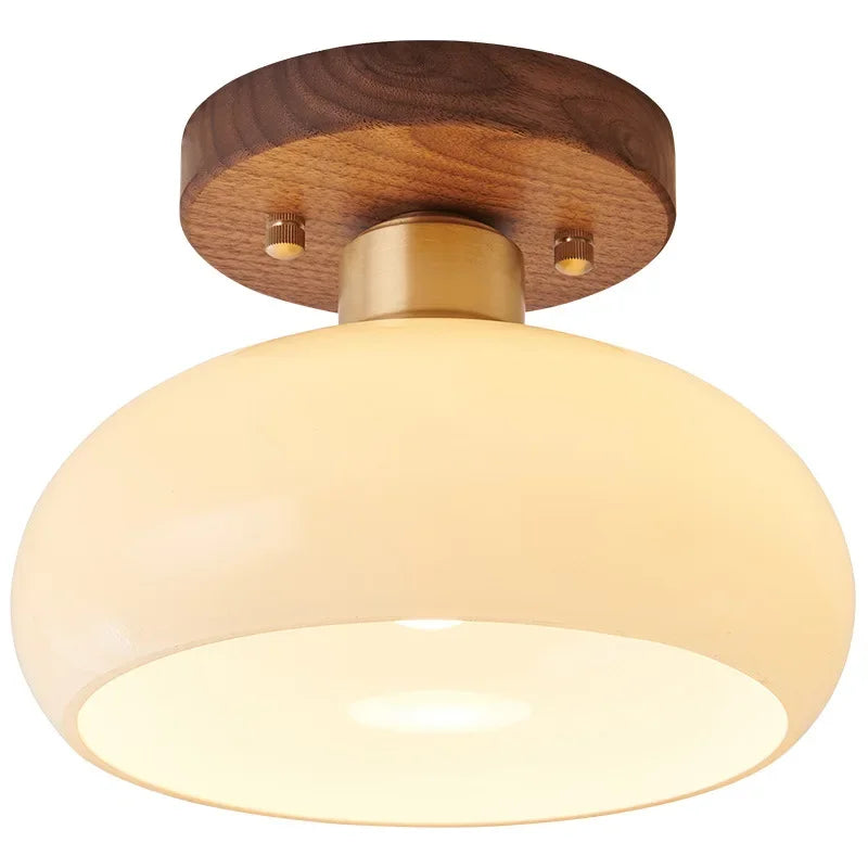 Luminária de Teto Estilo Chinês Luxo — Nogueira e Bronze para Hall, Entrada e Varanda