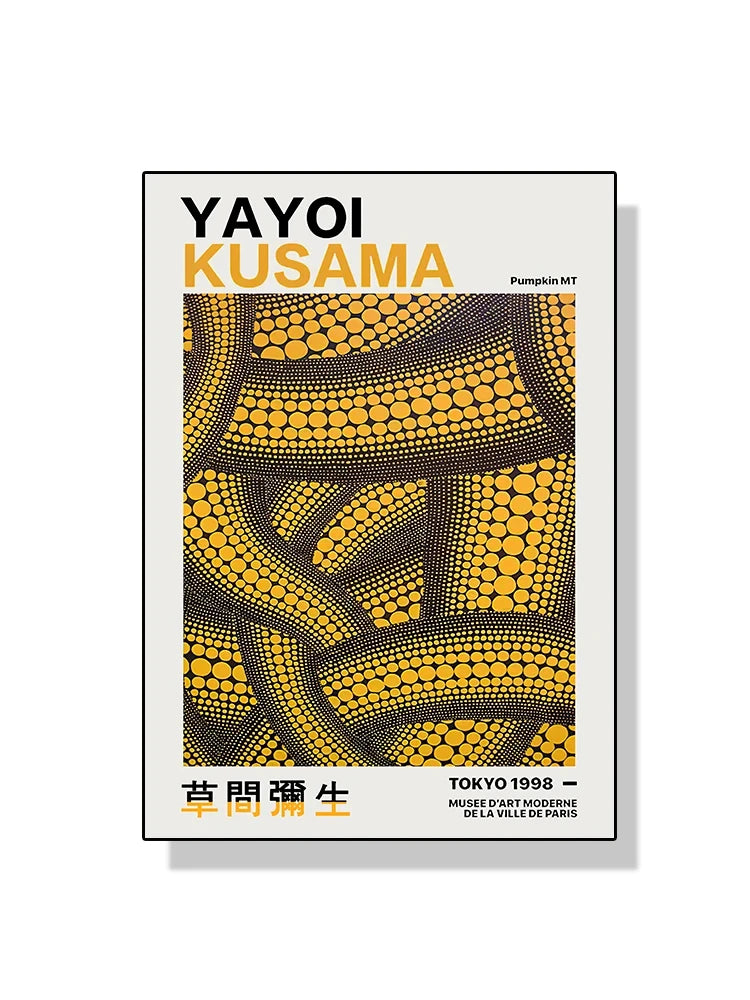 Quadro Decorativo Aboboras e Flores Yayoi Kusama — Arte Abstrata para Sala