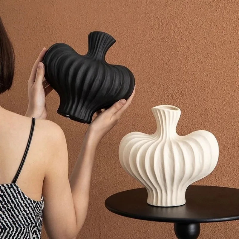Vaso Plástico Estilo Cerâmica Hidropônico — Minimalista Moderno para Mesa e Sala