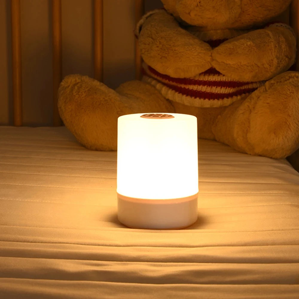 Luminária de Mesa Touch com Luz Noturna — 3 Modos Reguláveis e Recarregável para Quarto