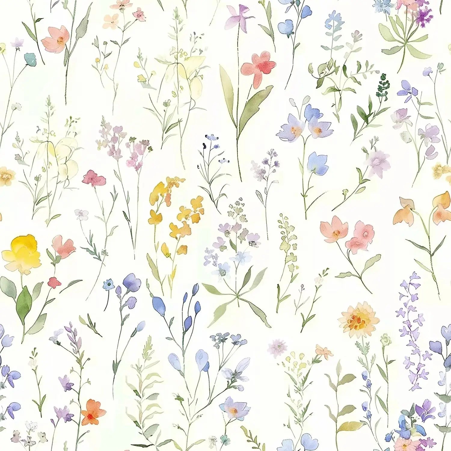 Papel de Parede Boho Floral com Folhas Removível Autocolante — Para Banheiro e Quarto