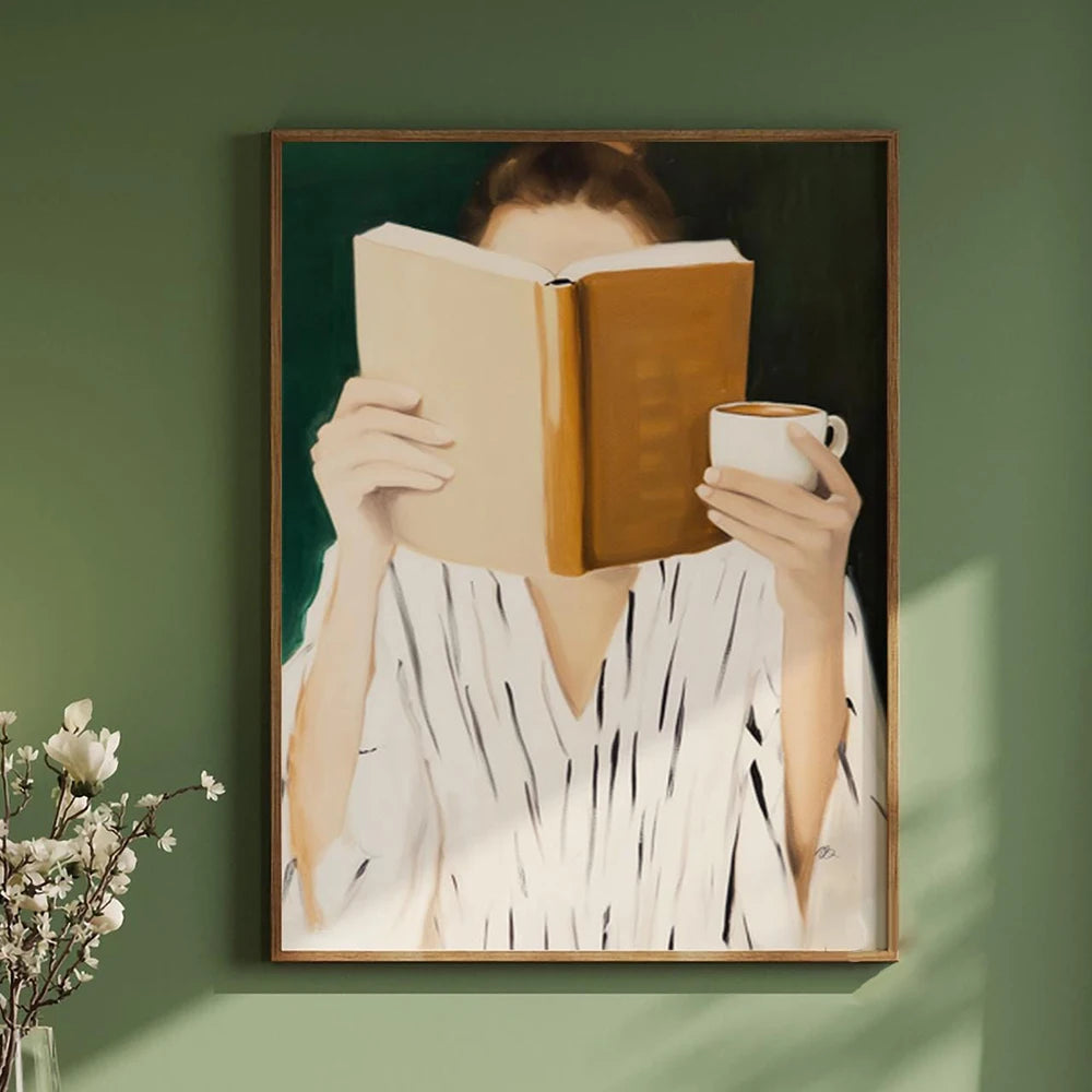 Quadro Decorativo Mulher Abstrata com Flores — Arte Minimalista Japandi para Sala