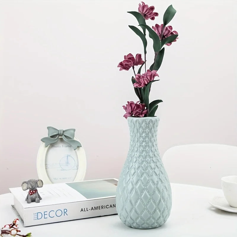 Vaso Plástico Estilo Cerâmica para Arranjos — Decoração Criativa para Sala e Casamento
