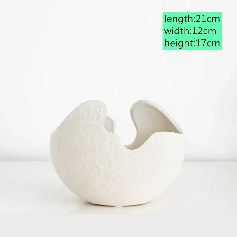 Vaso Cerâmica Estilo Casca de Ovo Nórdico — Minimalista para Mesa e Escritório