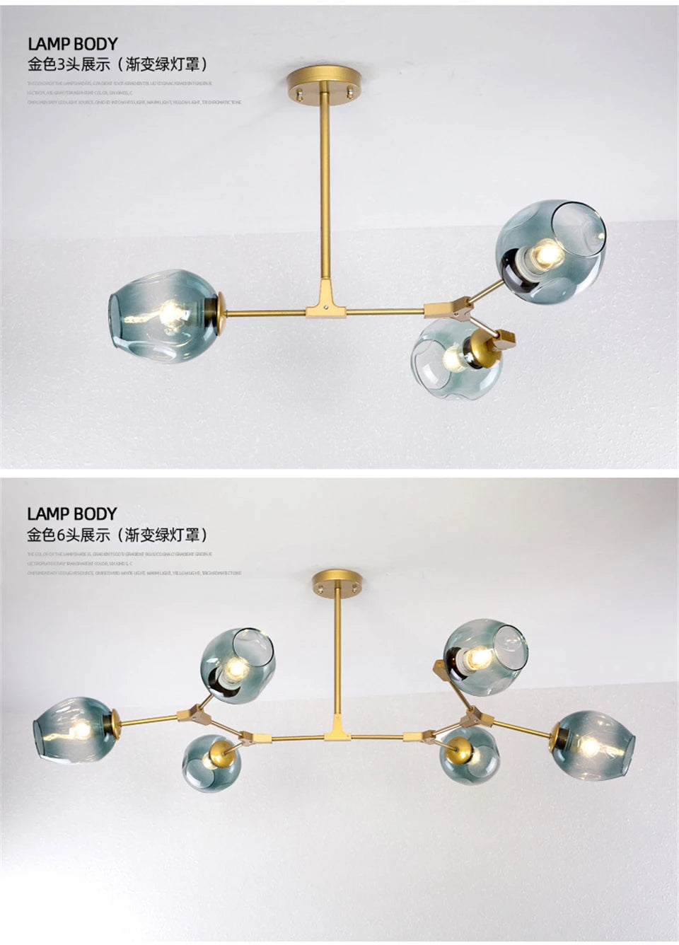 Lustre de Vidro Nórdico Molecular LED — Pendente Moderno para Sala e Cozinha
