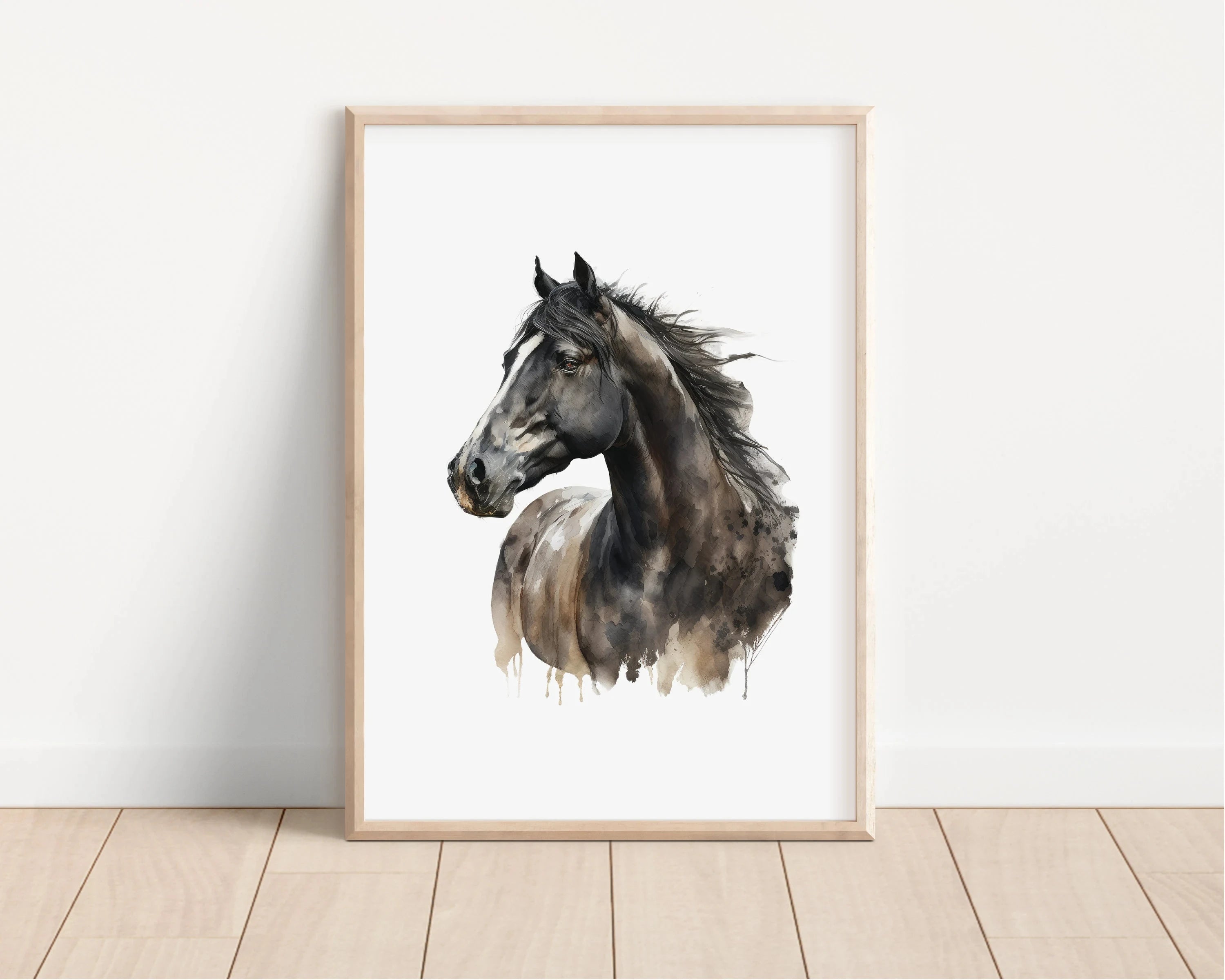 Quadro Canvas Cavalo Minimalista Preto e Marrom — Arte Animal para Sala e Quarto