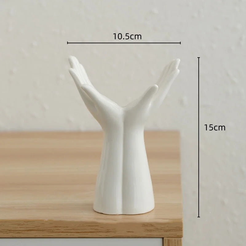 Vaso Cerâmica Mão e Braço para Flores — Artesanato Decorativo para Mesa e Casa