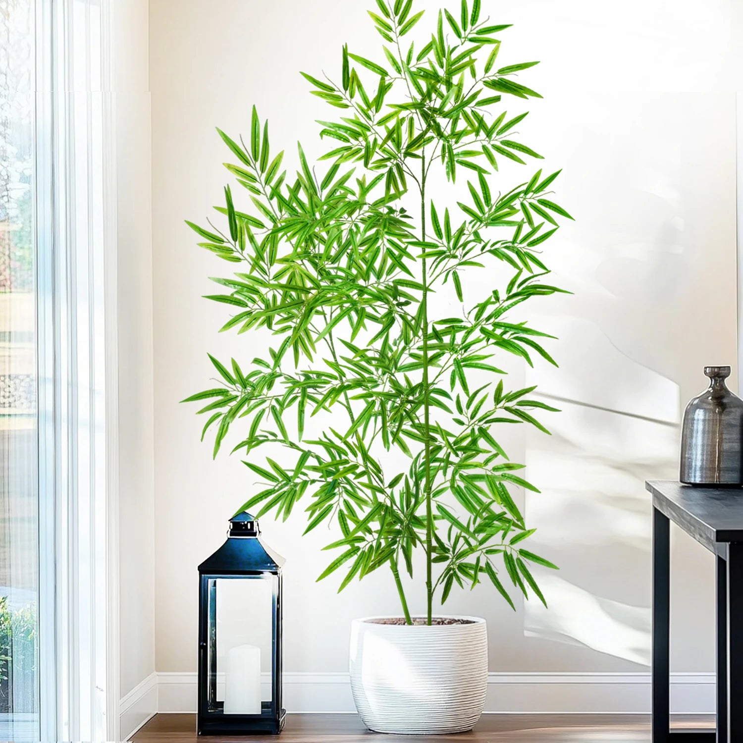 Bambu e Monstera Artificial 100 a 180cm — Exuberância Tropical Permanente para Jardim e Casa
