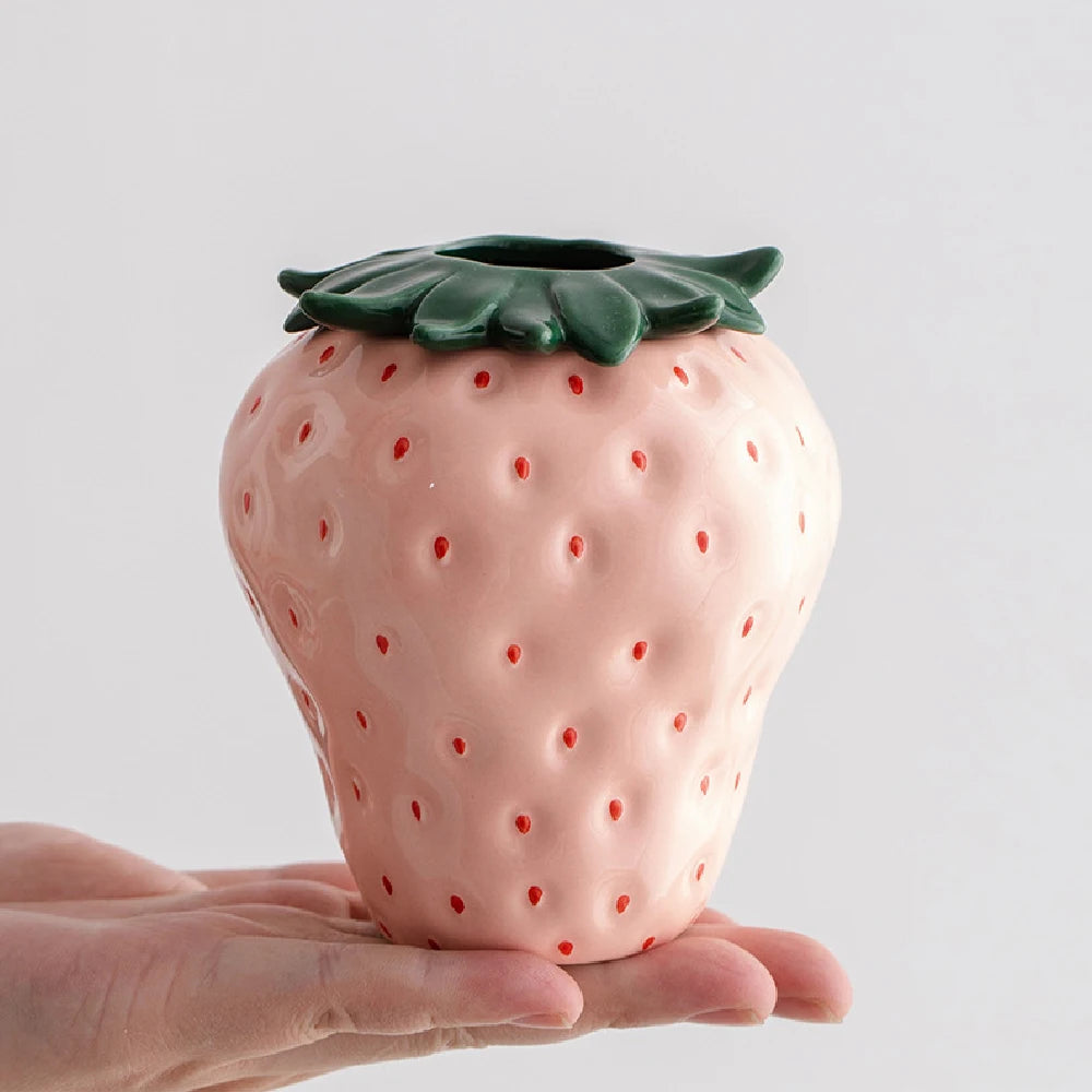 Vaso de Cerâmica Formato Morango — Decoração para Casa e Ano Novo