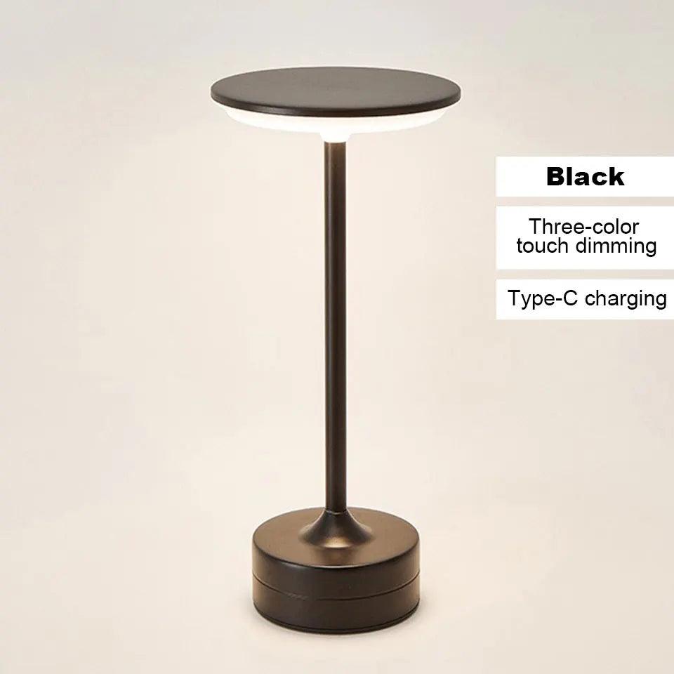 Luminária de Mesa LED Vintage Touch — Metálica Recarregável para Escritório e Quarto
