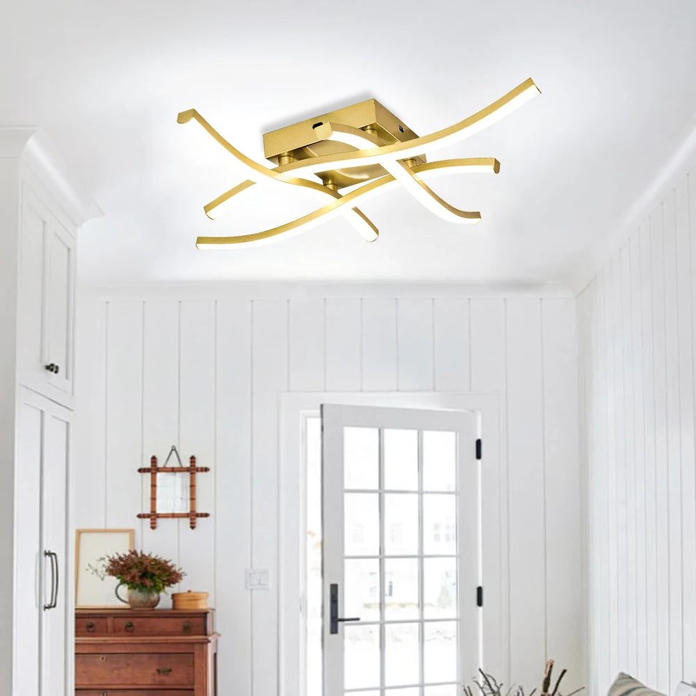 Luminária de Teto LED Ondulada Embutida — 3 Tons de Luz para Sala, Quarto e Corredor
