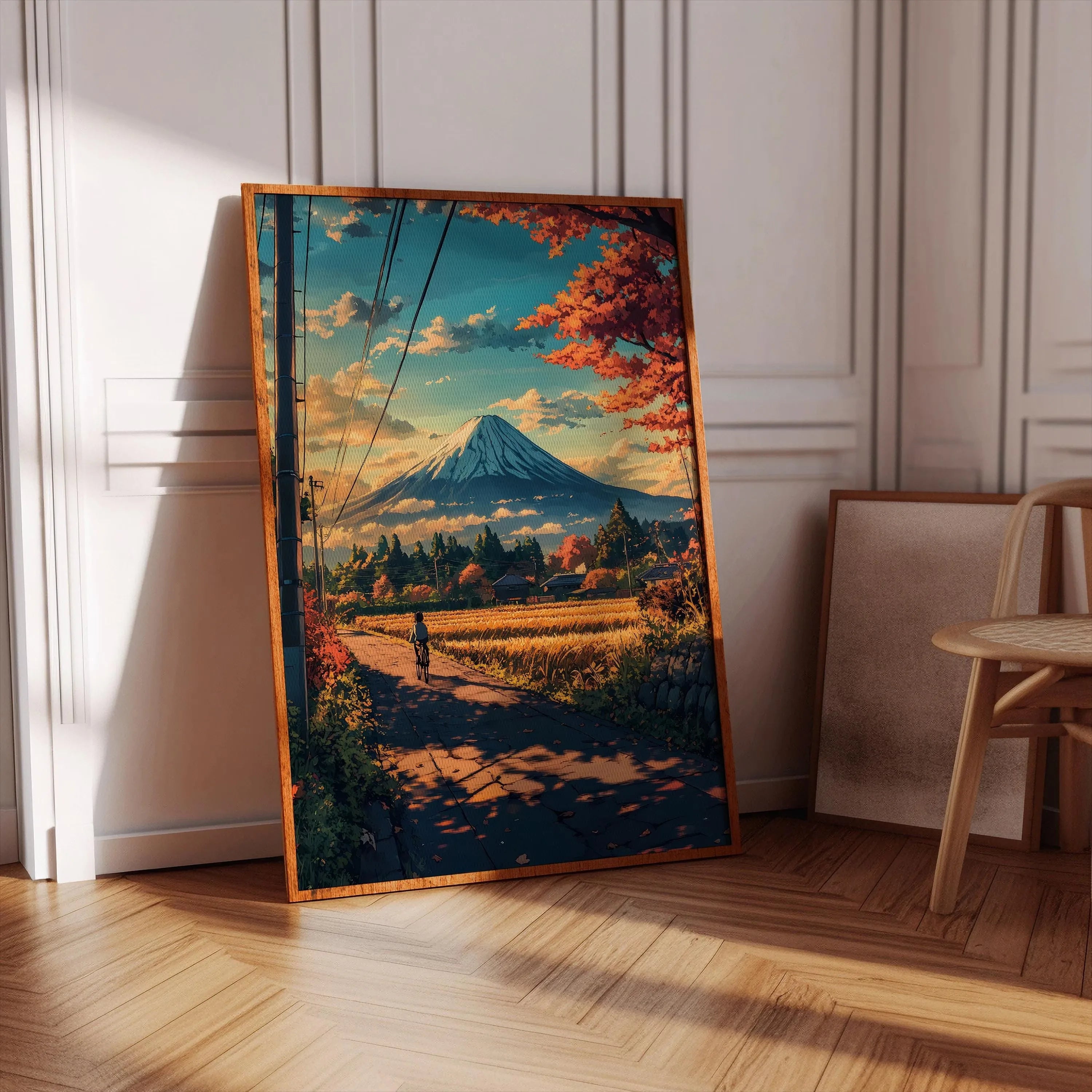 Quadro Decorativo Rua Japonesa Estilo Mangá — Arte Noturna para Sala e Café