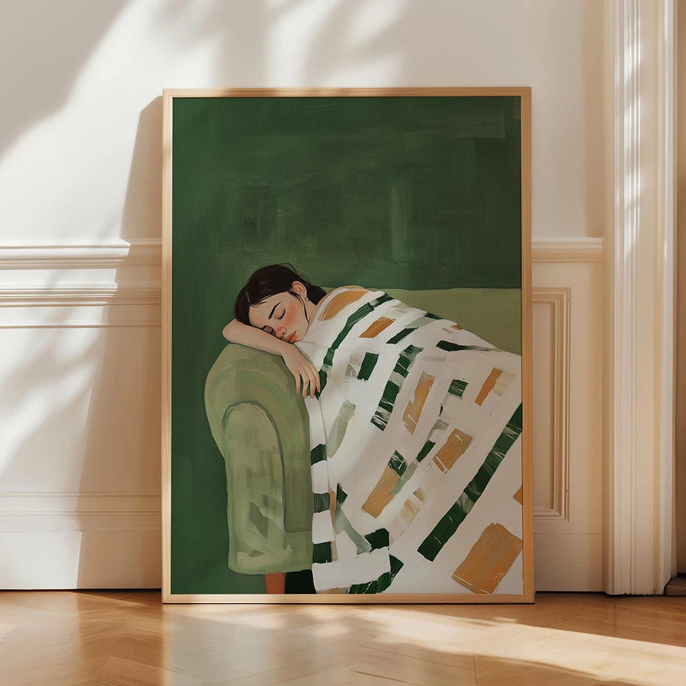 Quadro Decorativo Mulher Abstrata com Flores — Arte Minimalista Japandi para Sala