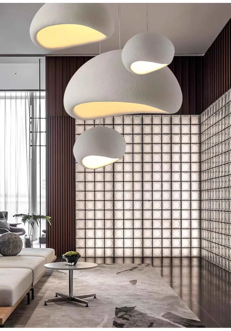 Lustre LED Estilo Wabi Sabi E27 — Pendente para Sala de Jantar, Quarto e Bar