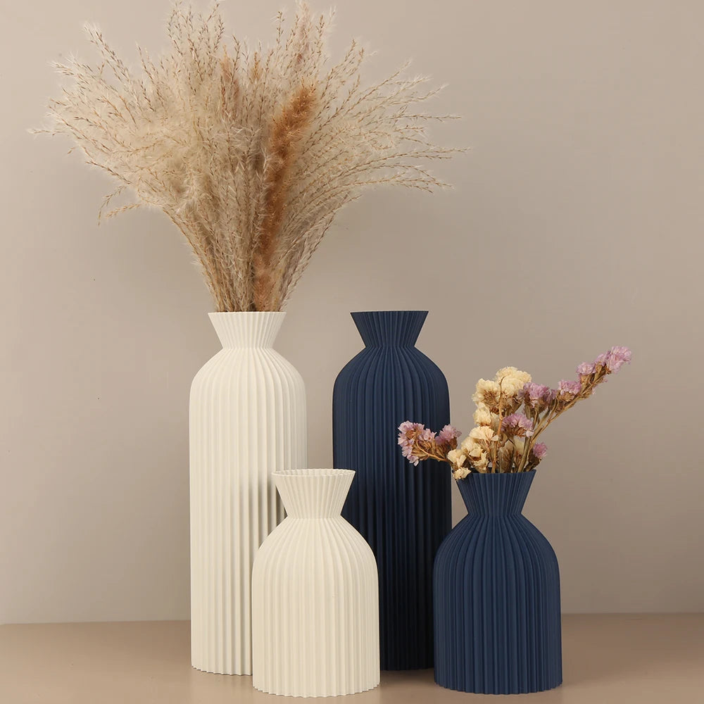 Vaso Plástico Wabi Sabi Minimalista Listrado — Nórdico para Flores e Decoração de Interiores