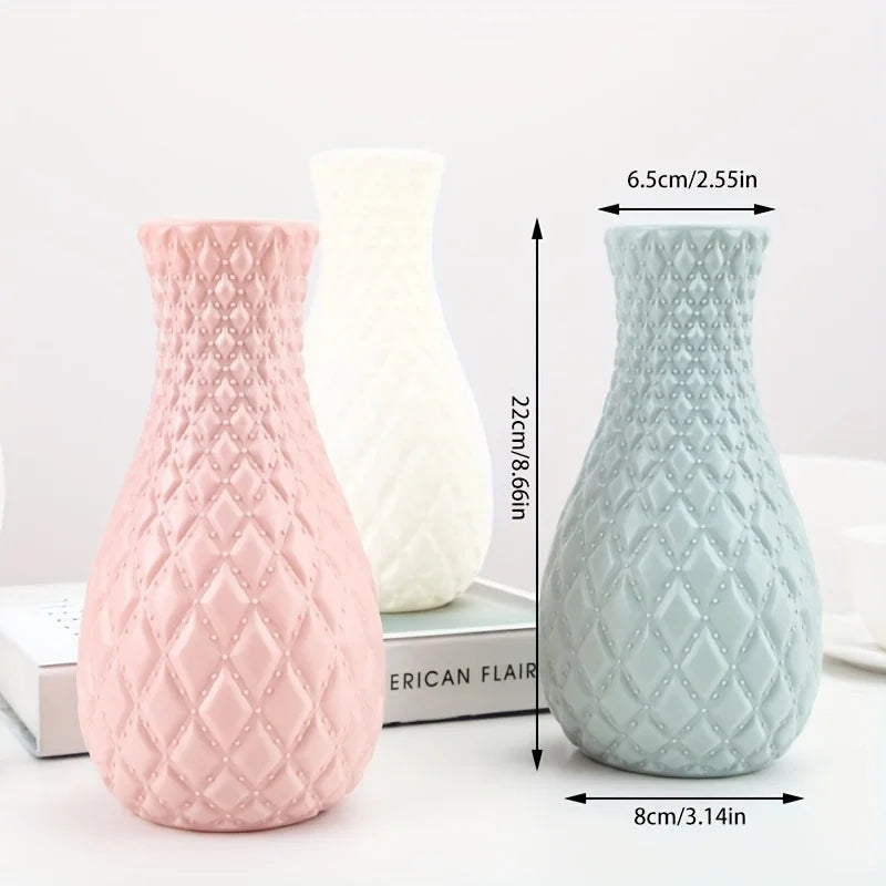 Vaso Plástico Estilo Cerâmica para Arranjos — Decoração Criativa para Sala e Casamento