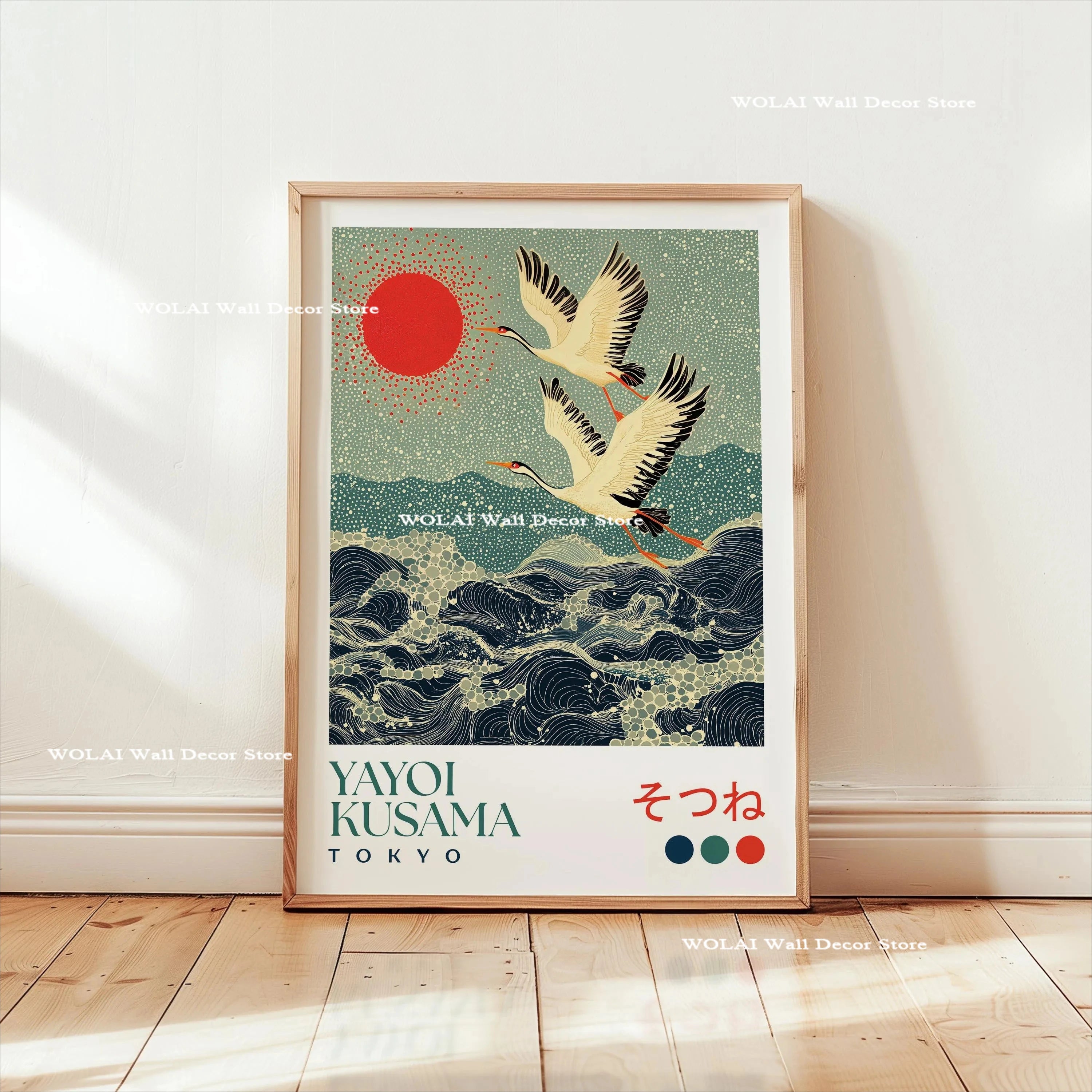 Quadro Decorativo Carpas Koi e Medusas — Arte Japonesa Estilo Hokusai para Sala