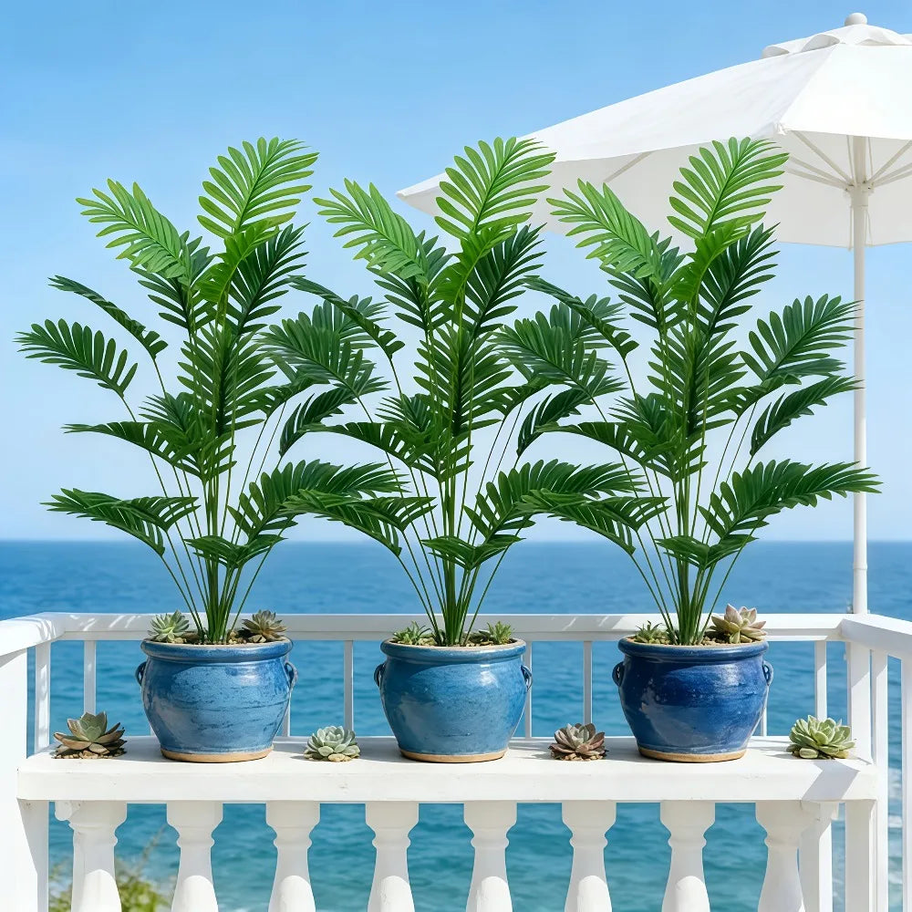 Planta Artificial Palmeira Tropical — Folhas Grandes e Realistas para Decoração de Interiores