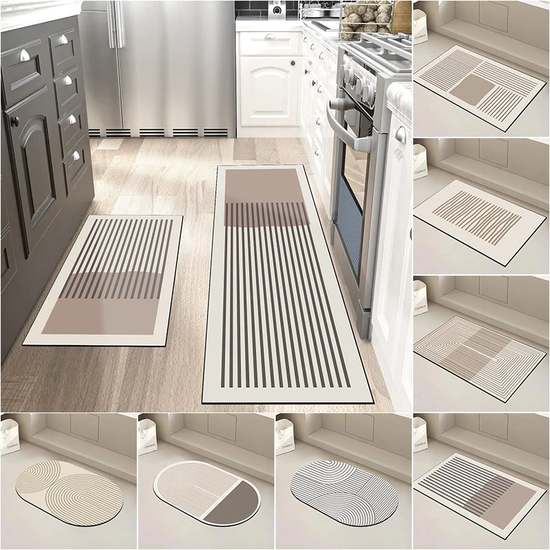 Tapete de Cozinha Diatomita Super Absorvente — Antiderrapante Lavável Longo