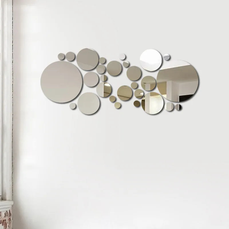Adesivo Espelho Redondo Acrílico 26 Peças DIY — Decoração para Sala, Quarto e Banheiro