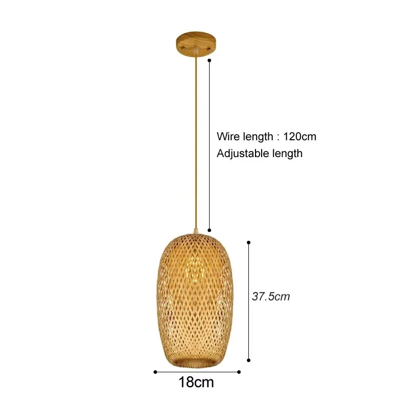Pendente de Bambu Tecido a Mao — Luminaria Artesanal Boho