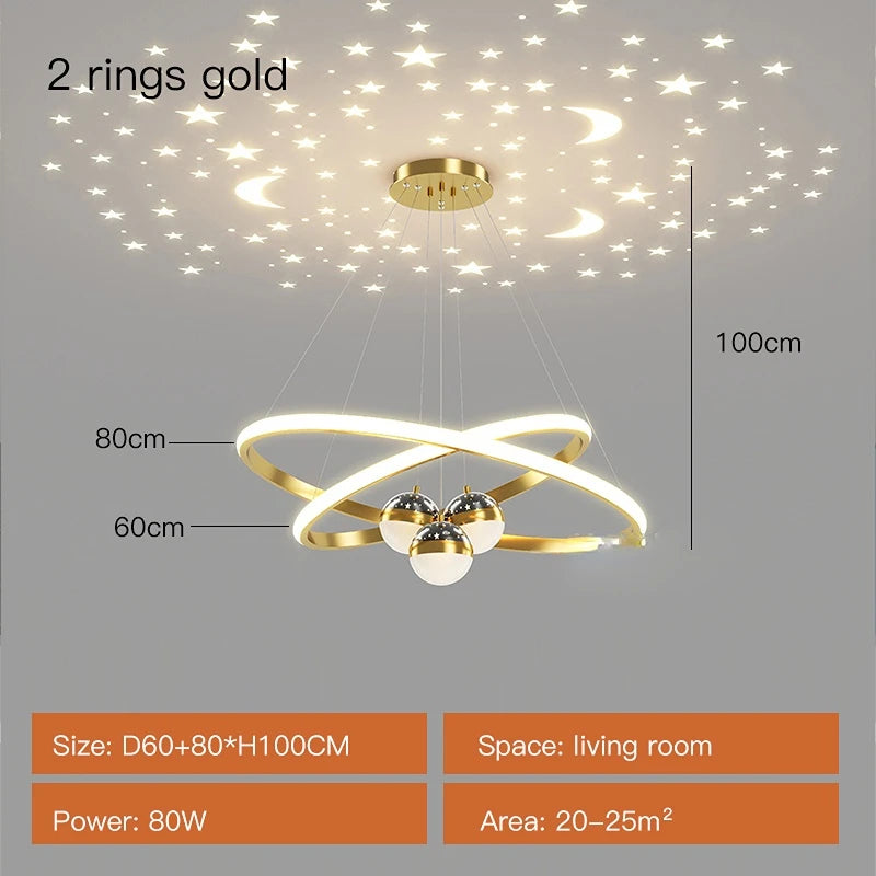 Pendente LED Circular Nórdico — Lustre Preto e Dourado para Sala, Cozinha e Quarto