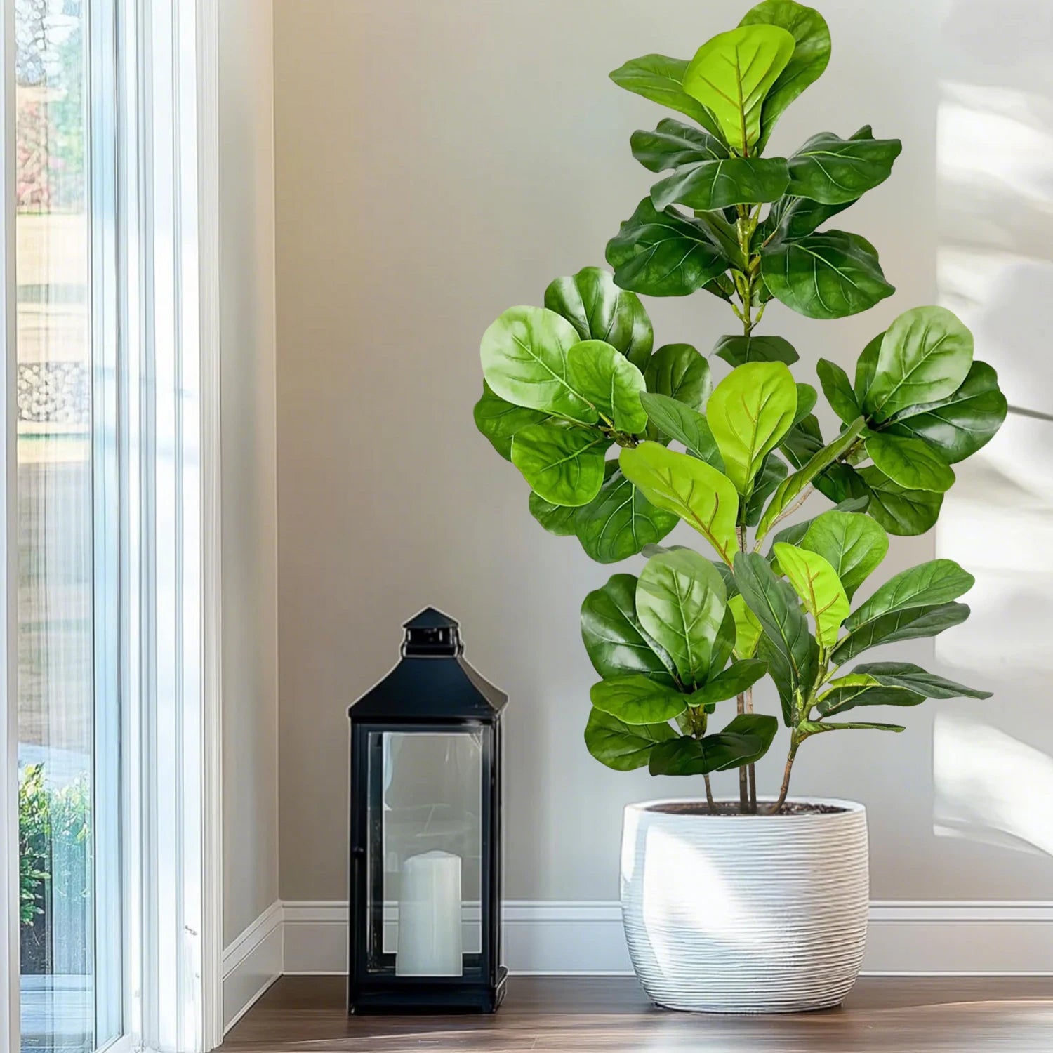 Ficus Lyrata Artificial Extra Grande 77 a 135cm — Para Jardim, Varanda e Escritório