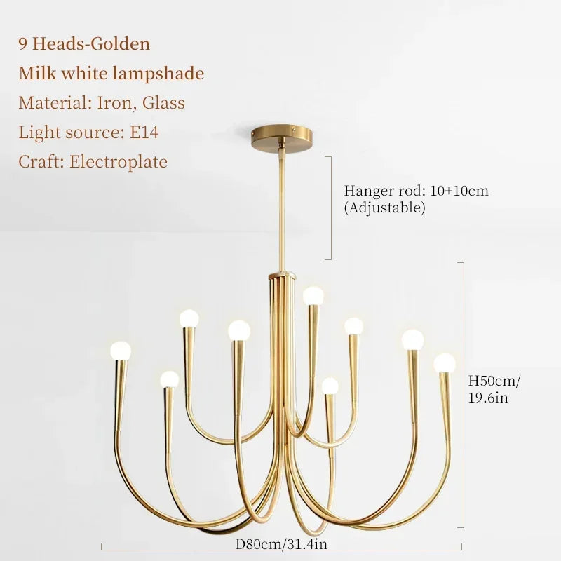 Lustre de Vela Pendente Preto Estilo Francês — Luminária de Luxo para Sala de Estar