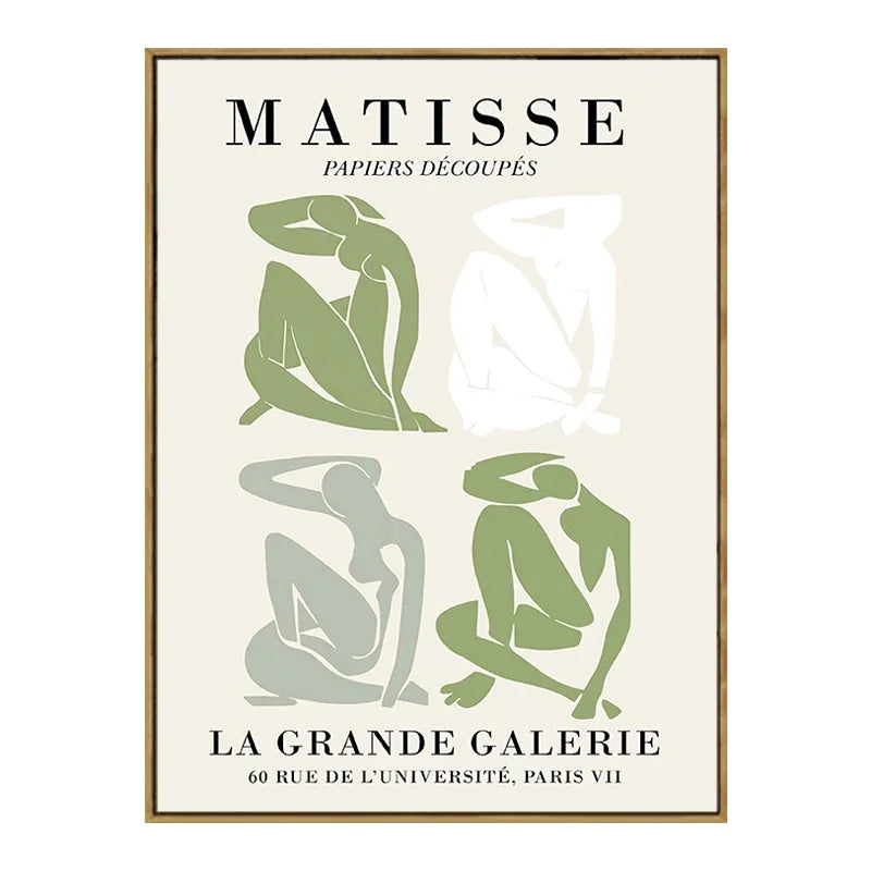 Quadro Decorativo Floral Abstrato Verde — Arte Minimalista Inspirada em Matisse e Picasso