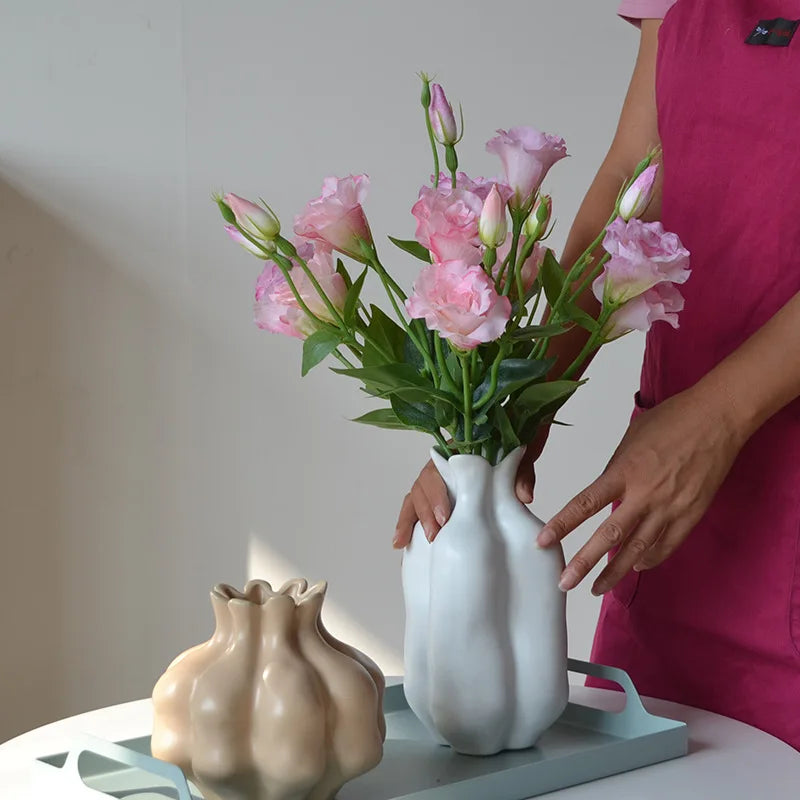 Flores Artificiais Lisianthus — Buquê com 5 Hastes para Decoração, Mesa, Casamento e Festa