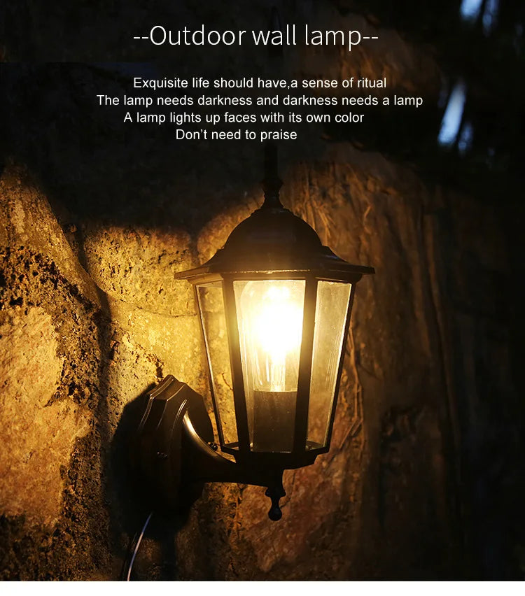 Arandela Retrô Europeia E27 — Impermeável para Jardim, Escada, Varanda e Área Externa