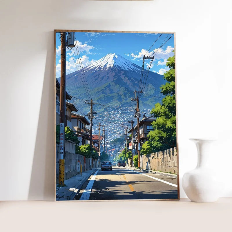 Quadro Decorativo Rua Japonesa Estilo Mangá — Arte Noturna para Sala e Café