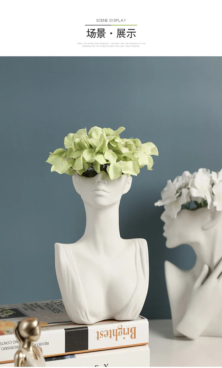 Vaso Cerâmica Corpo Feminino Arte Moderna Nórdico — Decorativo para Flores e Sala