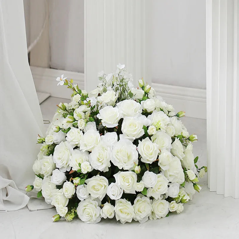 Bola de Flores Artificiais em Seda 35 a 70cm — Decoração Premium para Casamento e Festa