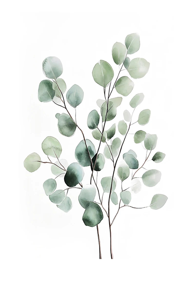 Quadro Decorativo Folhas Verde Sage Boho — Arte Botânica Moderna para Sala