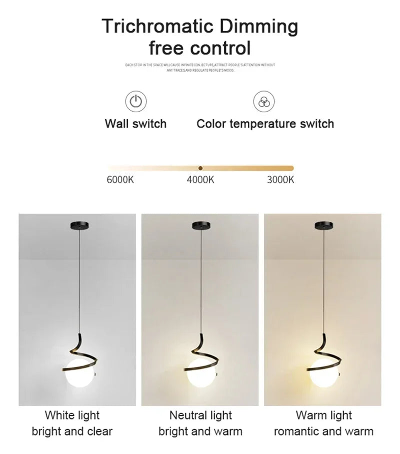 Pendente LED Nórdico Linear — Luminária de Cabeceira para Quarto e Sala de Jantar