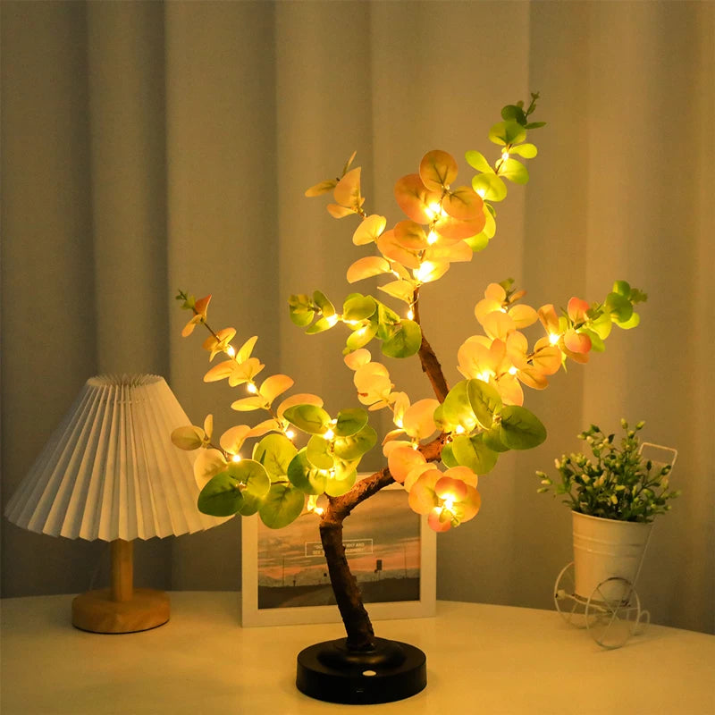Luminária de Mesa Árvore LED a Pilha — Luz Noturna Decorativa para Festas e Presentes
