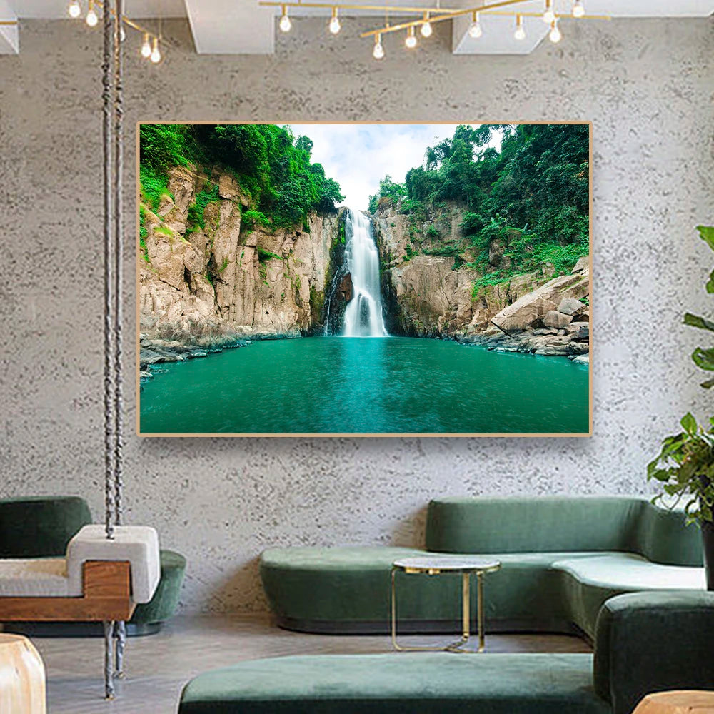 Quadro Decorativo Praia Pôr do Sol Dourado — Arte de Paisagem Tropical para Sala