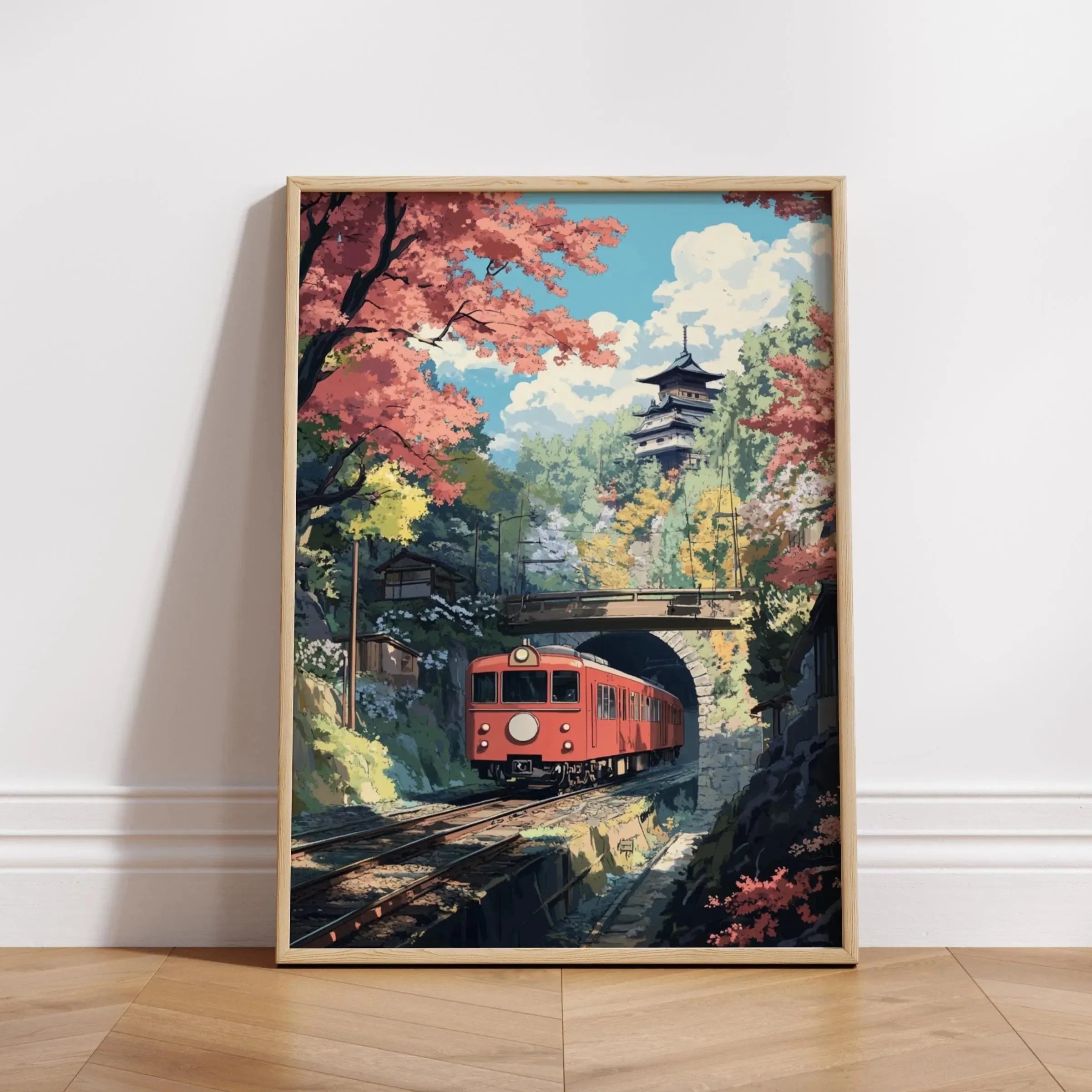 Quadro Decorativo Rua Japonesa Noite Chuvosa — Arte de Paisagem Retrô para Sala e Quarto