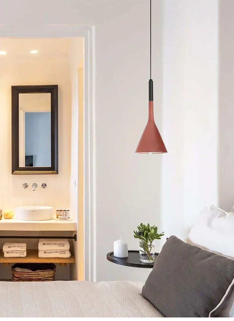 Pendente LED E27 Preto e Branco — Luminária de Mesa para Quarto e Sala de Jantar